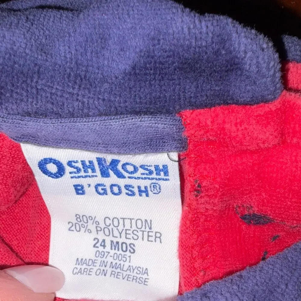 Baby Girl Clothes Vintage Oshkosh 24 Month Red & Blue Ivy Velour Outfit